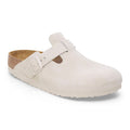 Boston Suede Leather Soft Footbed Clog in Antique White