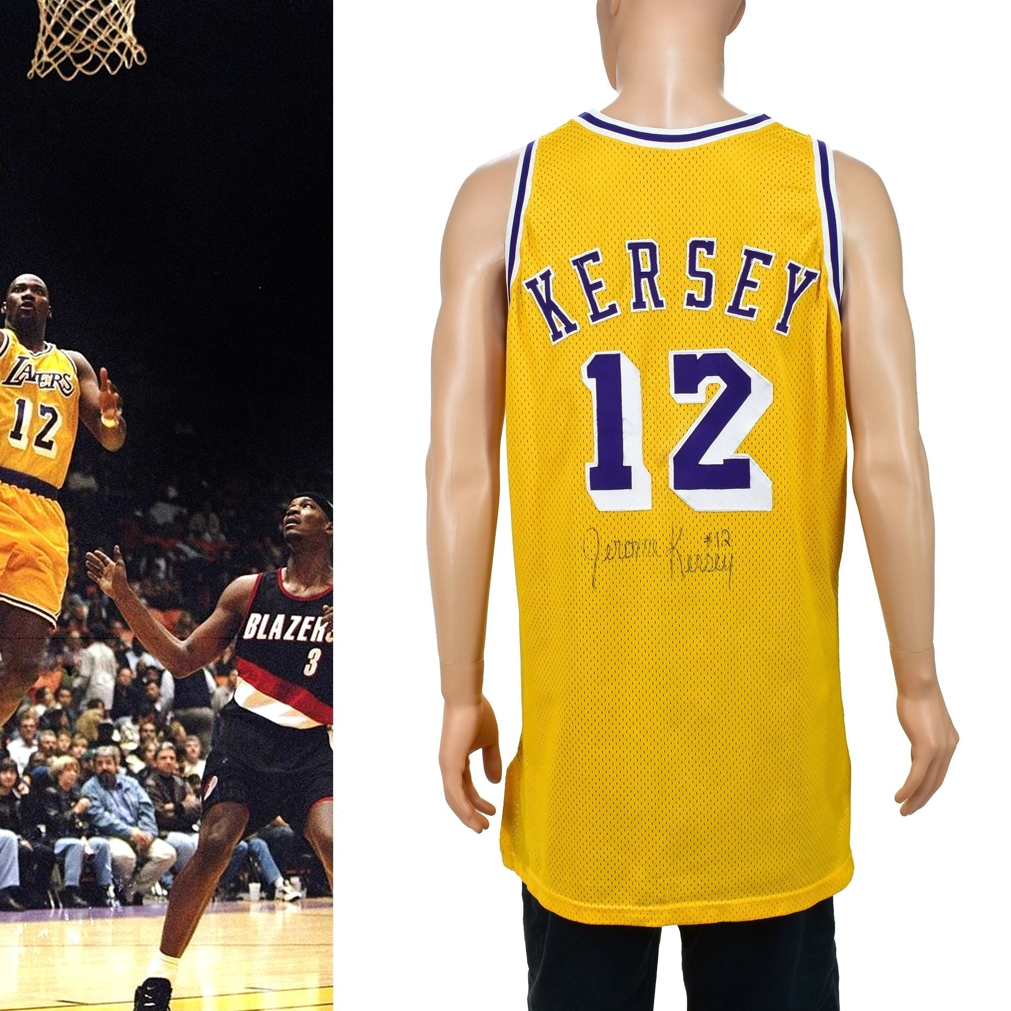 LA Lakers Jerome Kersey Game Worn & Auto'd Champion Jersey