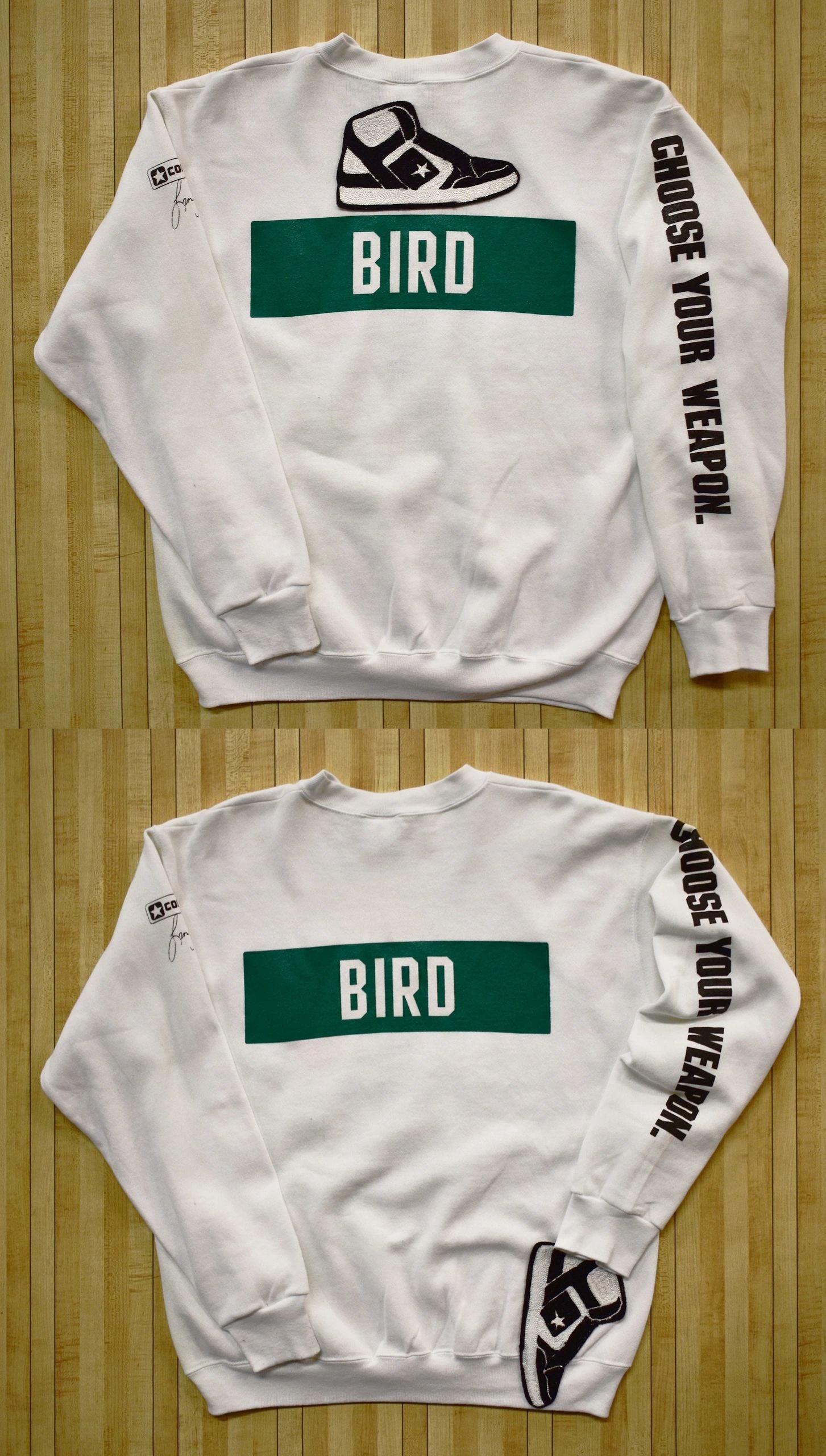 Custom Bootleg Larry Bird Big Head Converse Weapon 80's Crew Sweatshirt