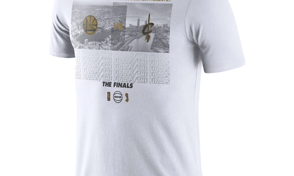 NBA GSW vs. Clev Cavaliers 2018 NBA Finals Bound Dueling Team Matchup T-Shirt WMNS"White" GSW CLEV FINALS2018