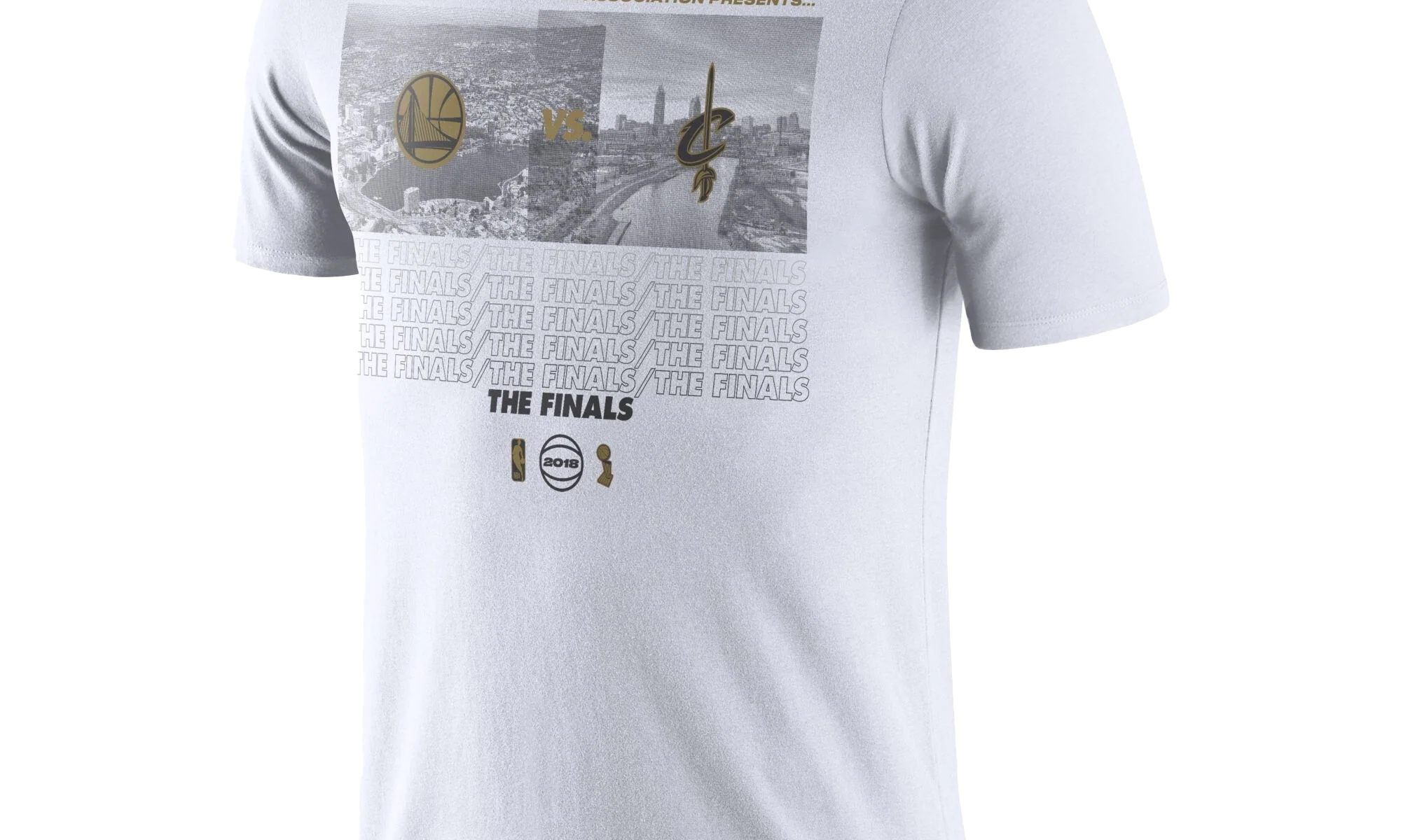 NBA GSW vs. Clev Cavaliers 2018 NBA Finals Bound Dueling Team Matchup T-Shirt WMNS"White" GSW CLEV FINALS2018