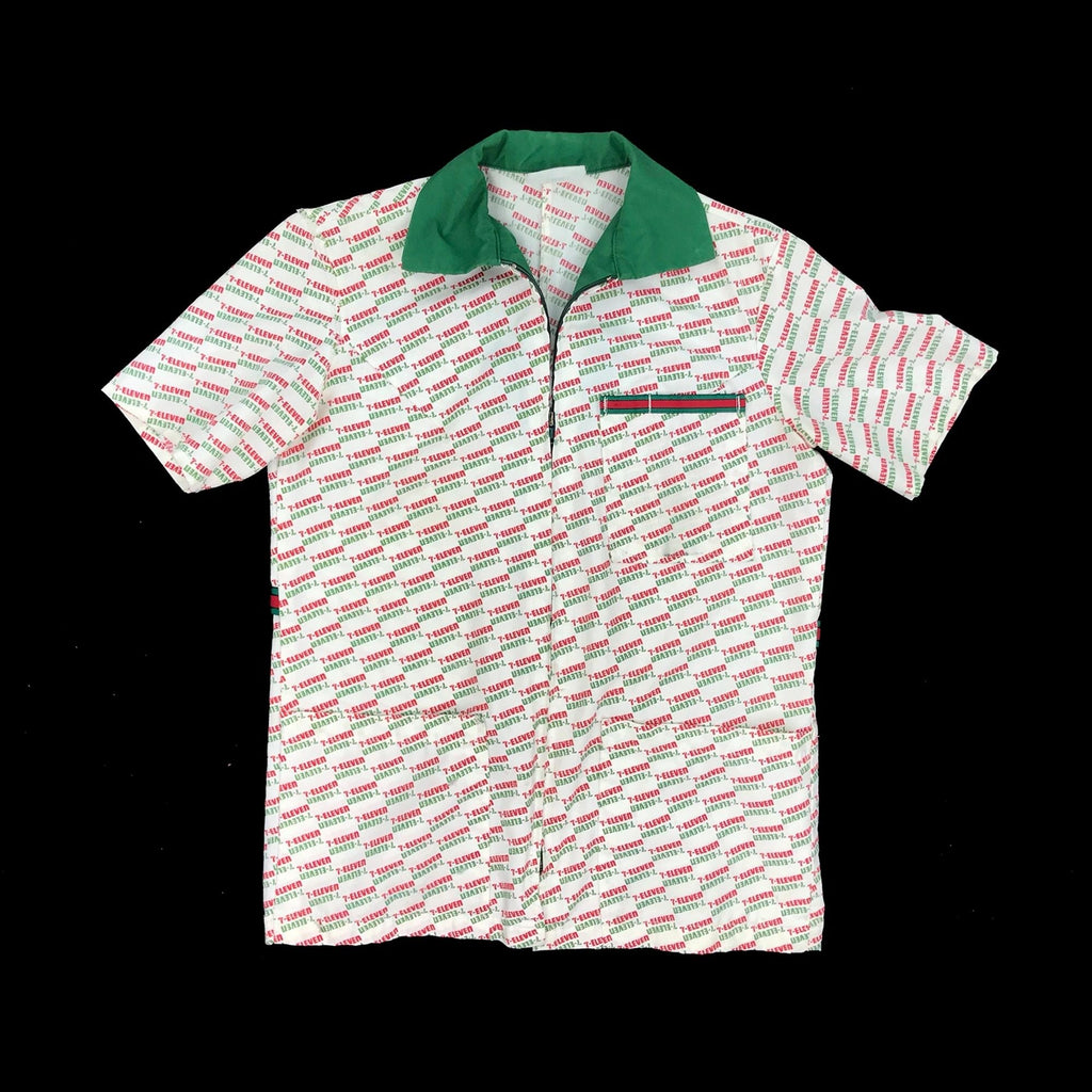 7 Eleven Full Zip 80's Employee Uniform AOP Gucci Stripe Shirt