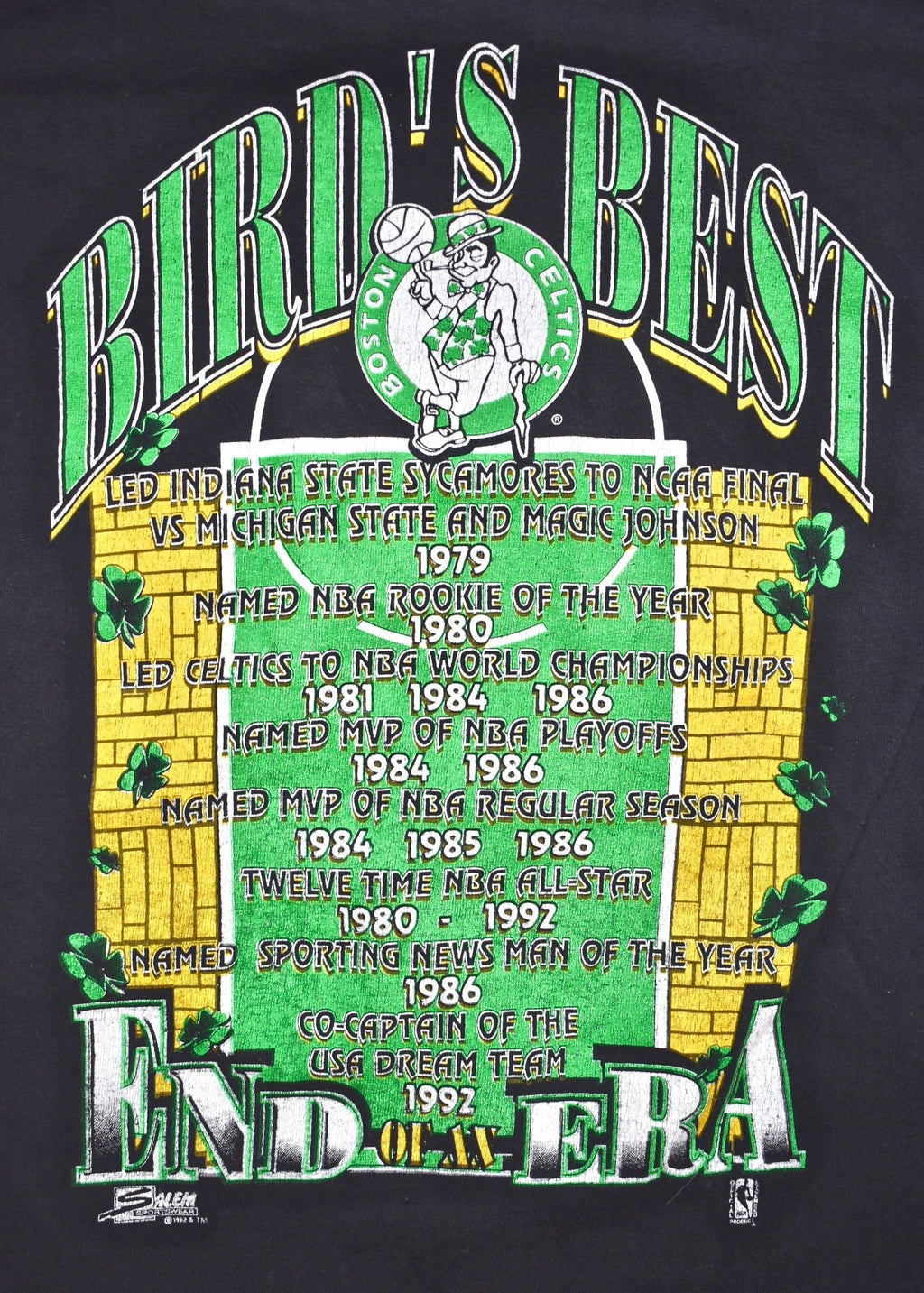 Boston Celtics Larry Bird 1992 Salem Double Sided T-Shirt