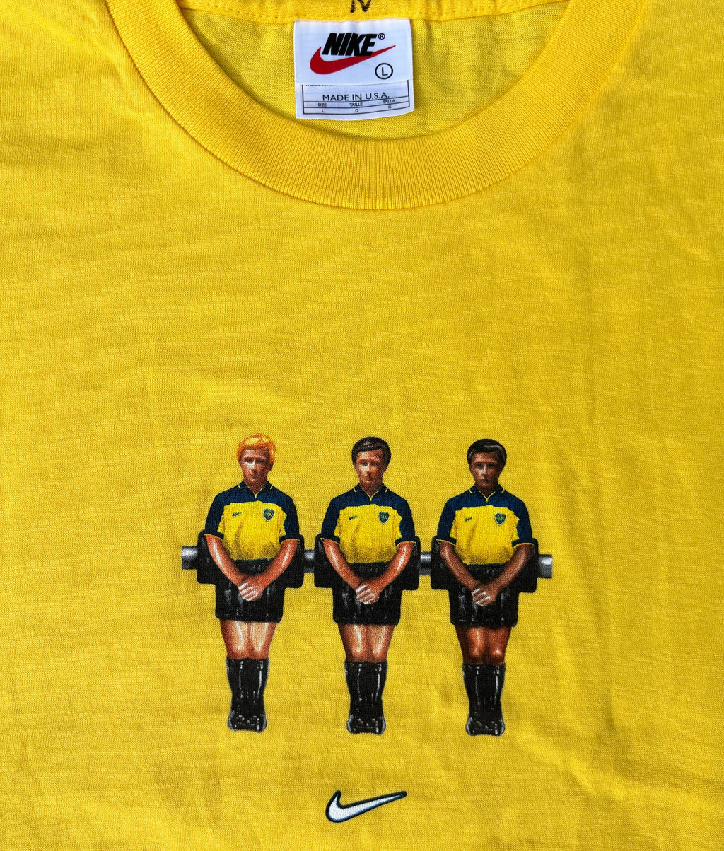 Boca Juniors 90s Nike Football Foosball T-shirt, Made in USA Soccer