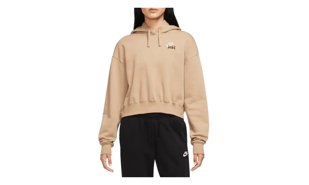 Sportswear Club Fleece Oversized Cropped Pullover Hoodie WMNS"Brown" FB8258 200