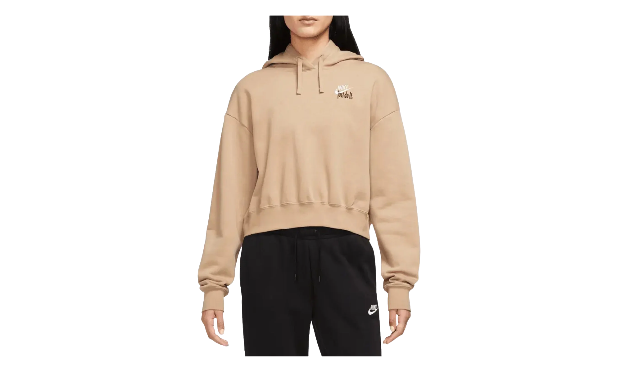 Sportswear Club Fleece Oversized Cropped Pullover Hoodie WMNS"Brown" FB8258 200