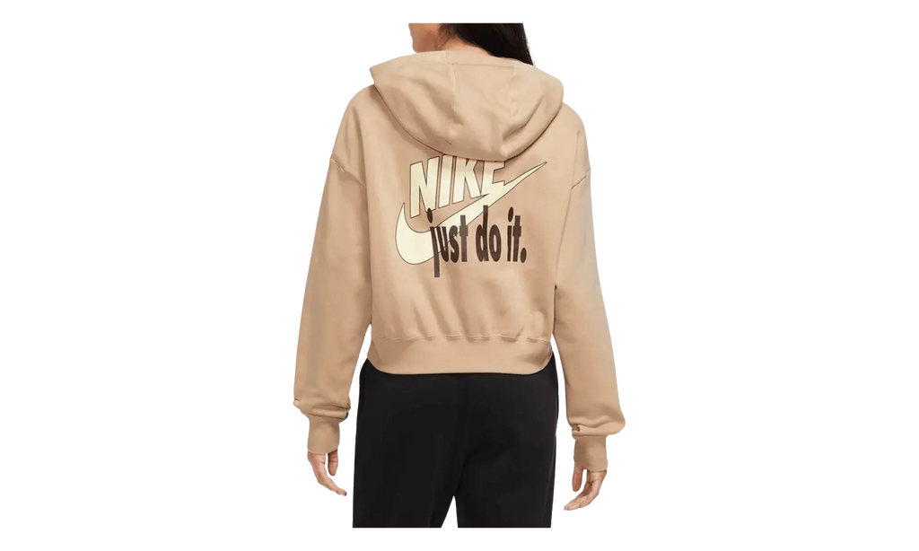 Sportswear Club Fleece Oversized Cropped Pullover Hoodie WMNS"Brown" FB8258 200