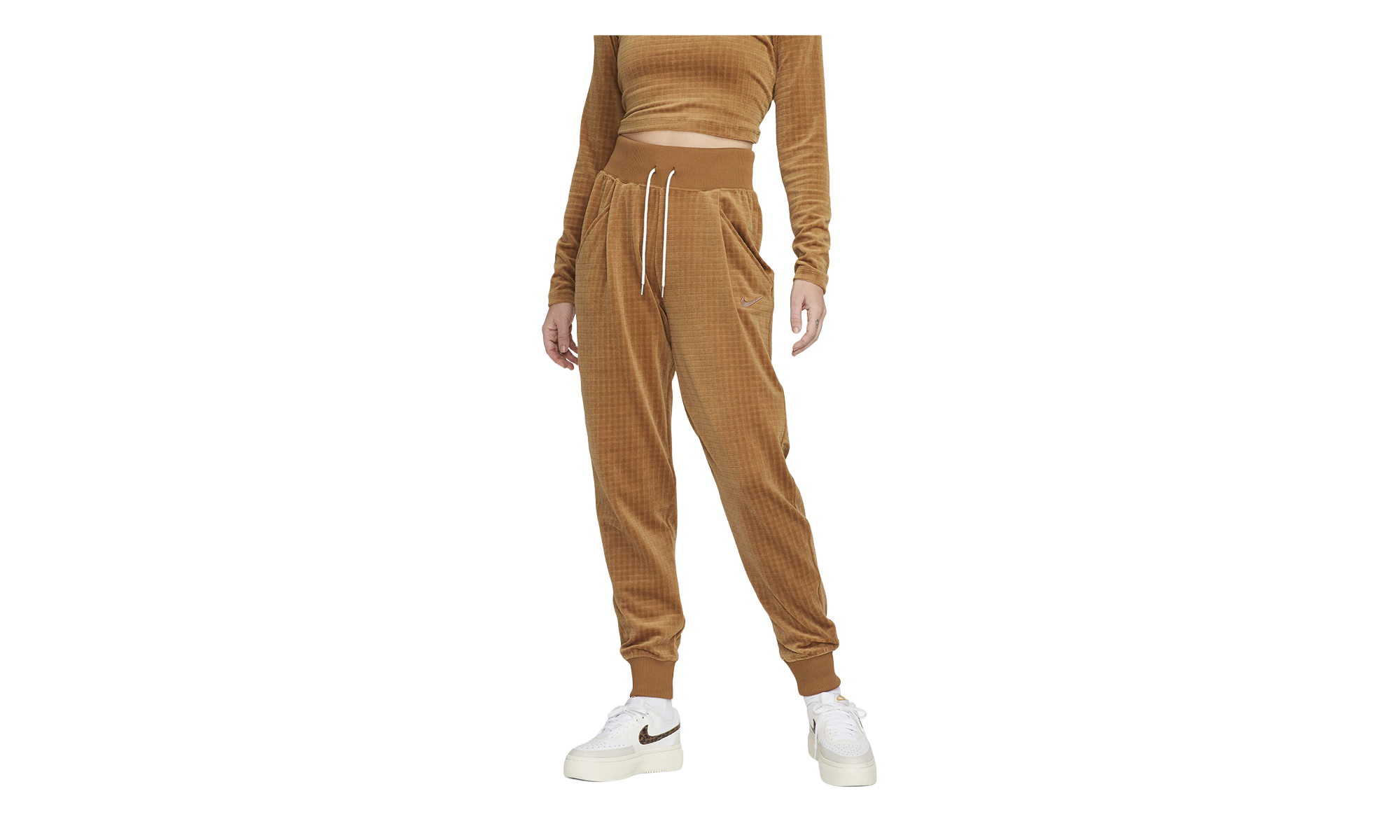 Sportswear High-waisted Velour Joggers WMNS"Ale Brown/ Ironstone" DV7820 270