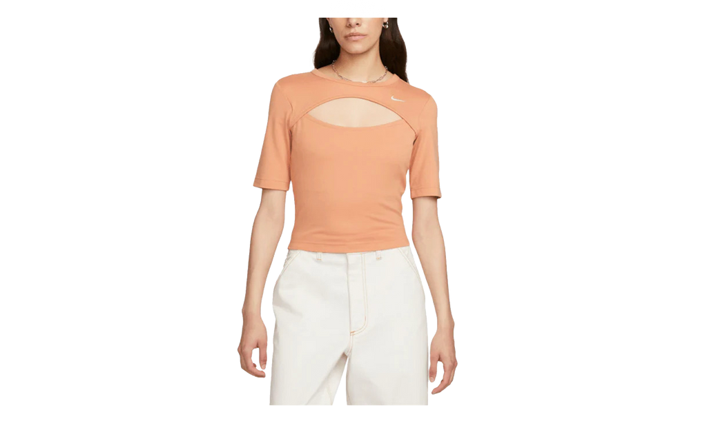 NSW Essential Cut-out Swoosh Logo Tee WMNS"Amber Brown/ Sail" FB8282 225