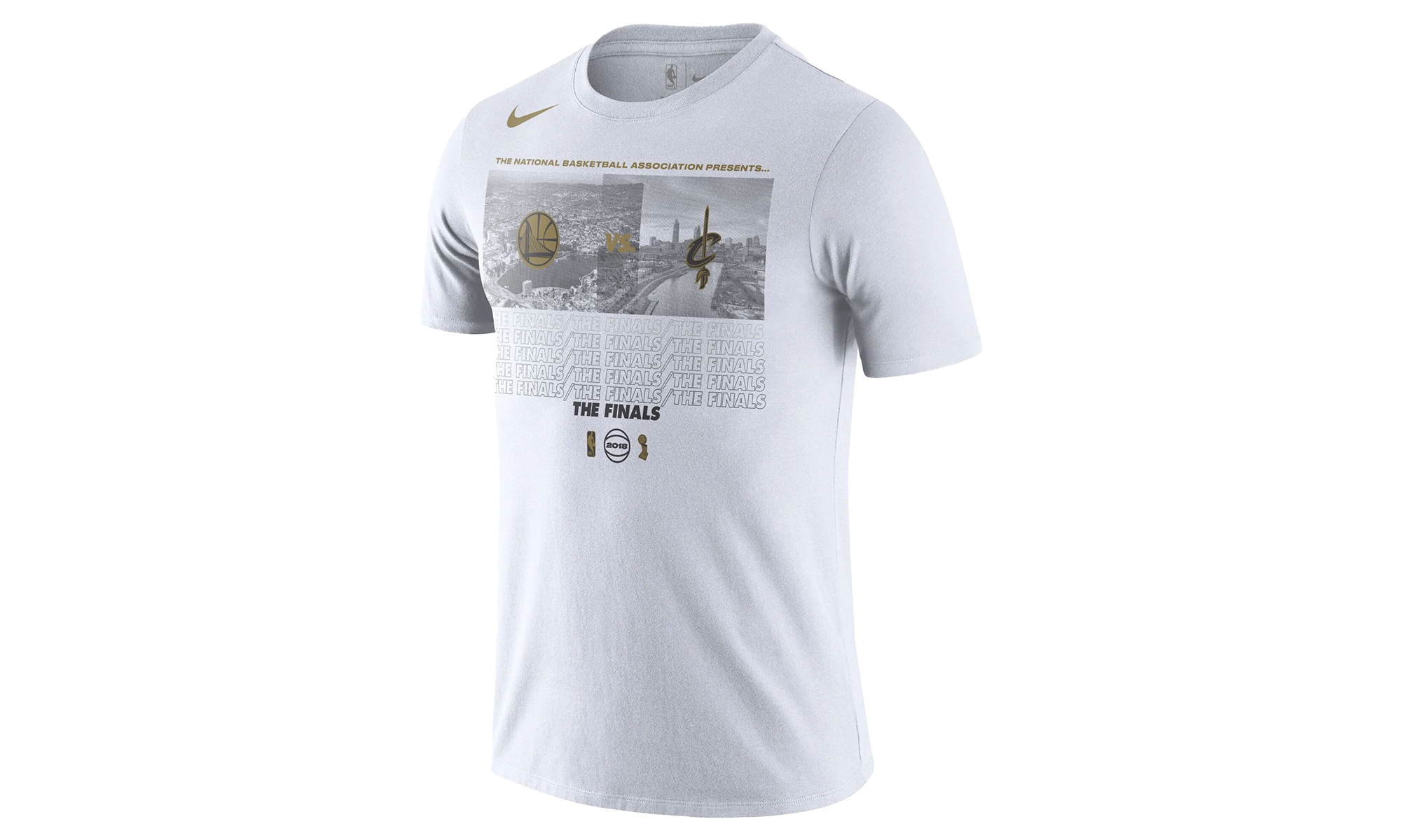 NBA GSW vs. Clev Cavaliers 2018 NBA Finals Bound Dueling Team Matchup T-Shirt WMNS"White" GSW CLEV FINALS2018